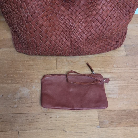 Falorni Luxury Woven Soft Leather Tote NWOT Reddish Brown - Picture 3 of 16